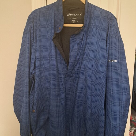 DRYJOYS by FootJoy Golf Windbreaker Jacket Blue Houndstooth pullover 1/4 zip Med - Picture 4 of 10